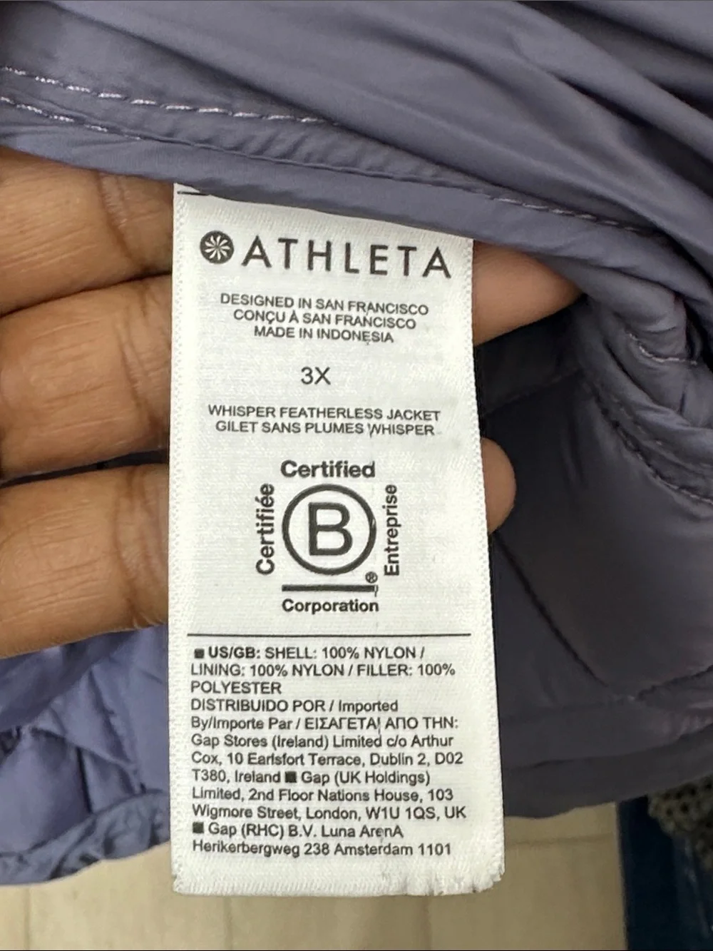 Athleta Quilted Charcoal Gray Packable Puffer Jacket